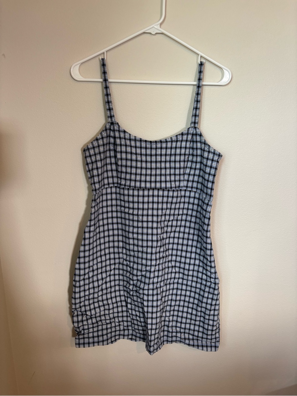 Hollister Blue and White Plaid Spaghetti Strap Dress